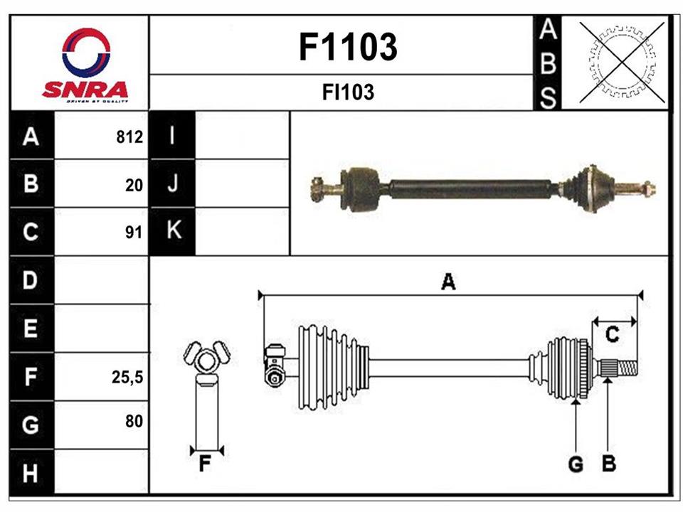 SNRA F1103 Drive shaft F1103: Buy near me in Poland at 2407.PL - Good price!