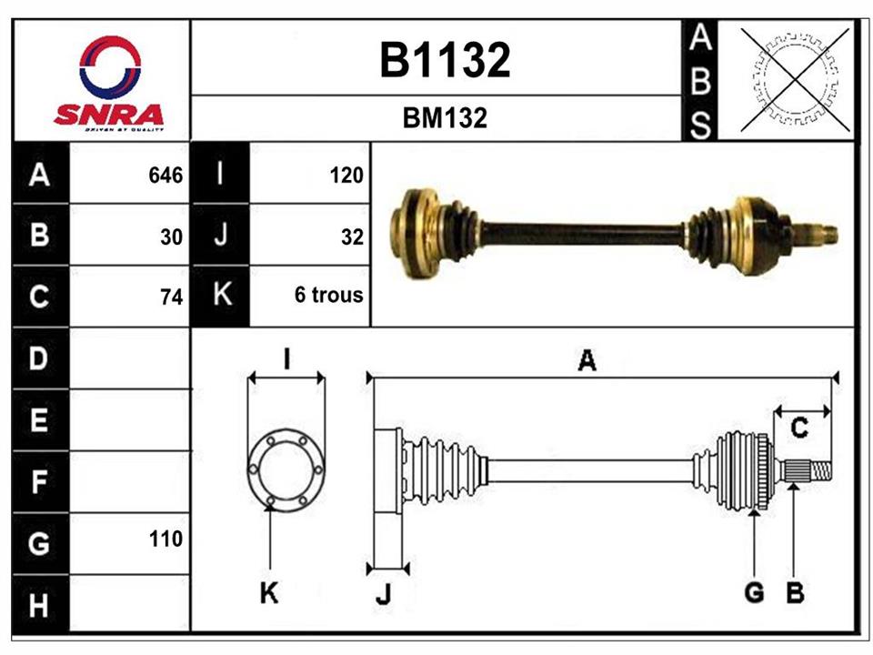 SNRA B1132 Drive shaft B1132: Buy near me in Poland at 2407.PL - Good price!