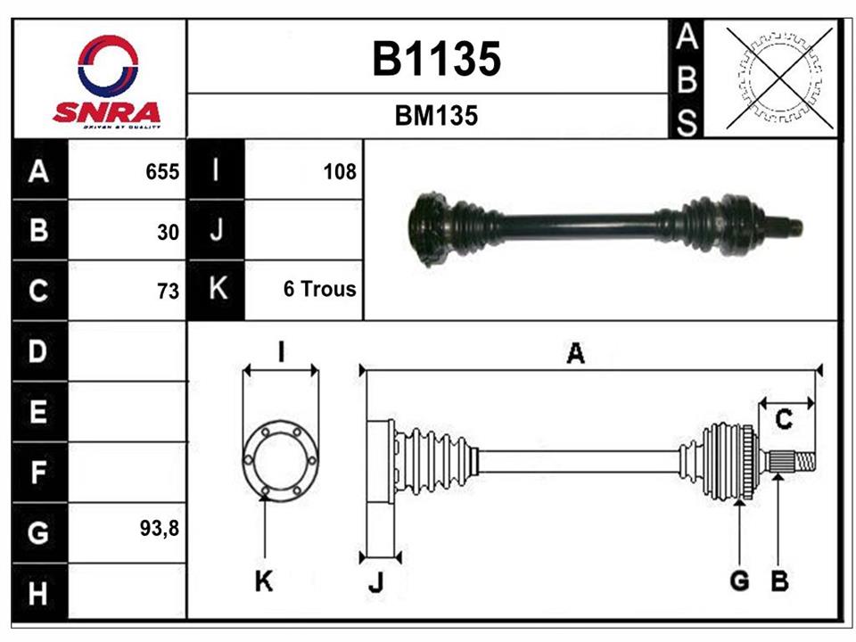 SNRA B1135 Drive shaft B1135: Buy near me in Poland at 2407.PL - Good price!