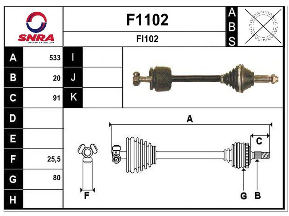 SNRA F1102 Drive shaft F1102: Buy near me in Poland at 2407.PL - Good price!