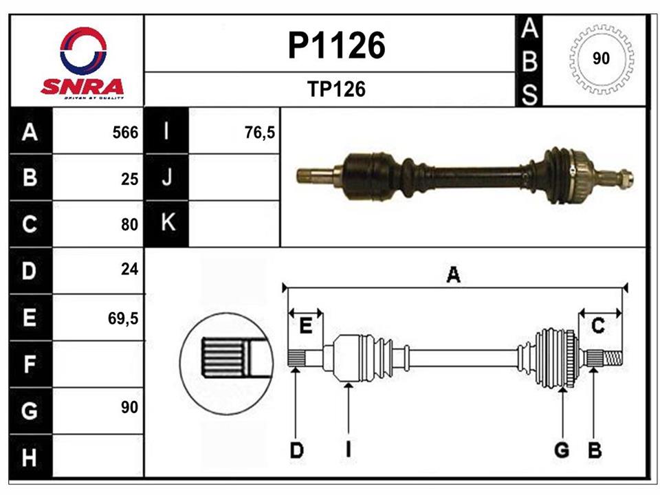 SNRA P1126 Drive shaft P1126: Buy near me in Poland at 2407.PL - Good price!