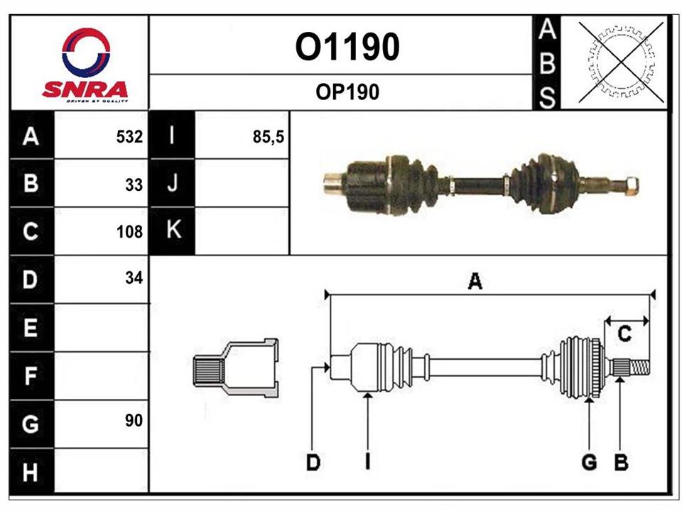 SNRA O1190 Drive shaft O1190: Buy near me in Poland at 2407.PL - Good price!