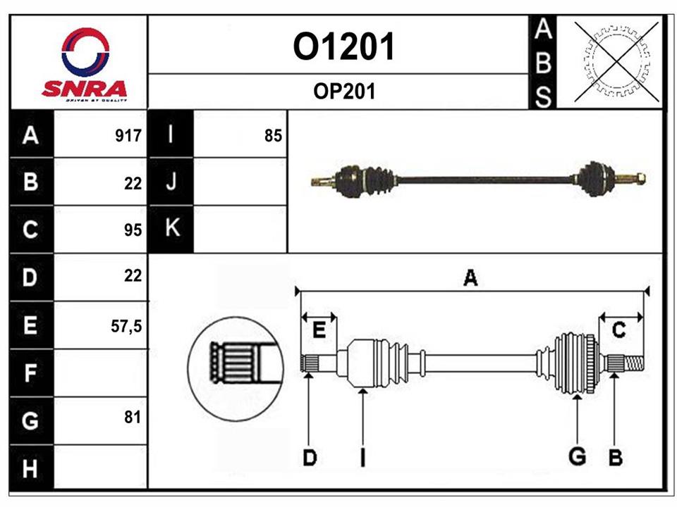 SNRA O1201 Drive shaft O1201: Buy near me in Poland at 2407.PL - Good price!