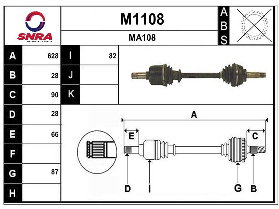 SNRA M1108 Drive shaft M1108: Buy near me in Poland at 2407.PL - Good price!