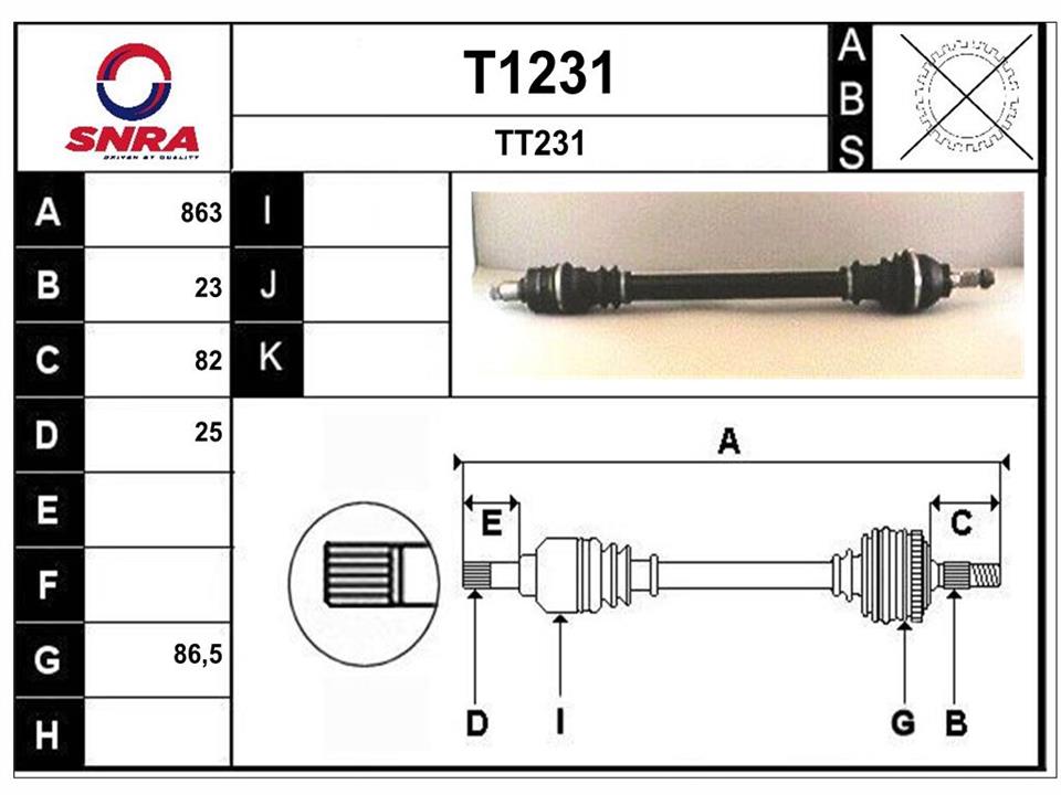 SNRA T1231 Вал привідний T1231: Приваблива ціна - Купити у Польщі на 2407.PL!