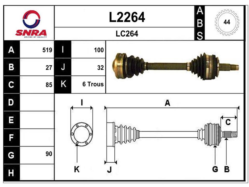 SNRA L2264 Drive shaft L2264: Buy near me in Poland at 2407.PL - Good price!