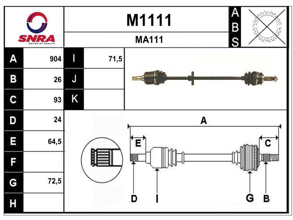 SNRA M1111 Drive shaft M1111: Buy near me in Poland at 2407.PL - Good price!
