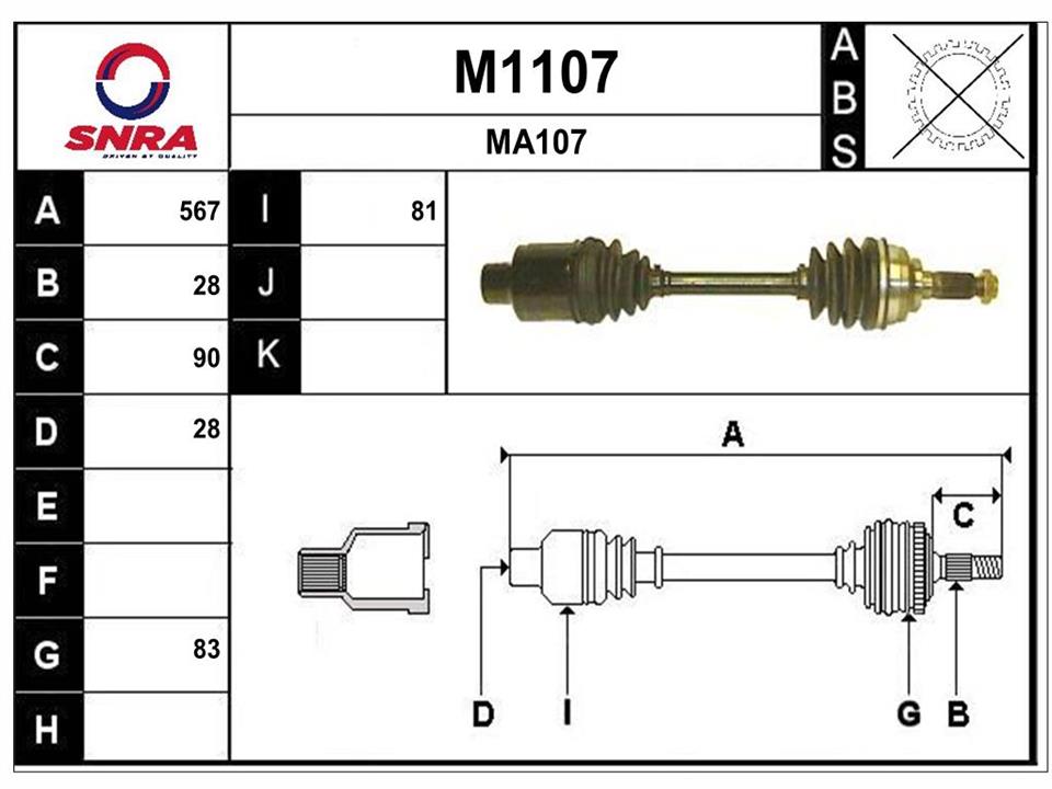 SNRA M1107 Drive shaft M1107: Buy near me in Poland at 2407.PL - Good price!