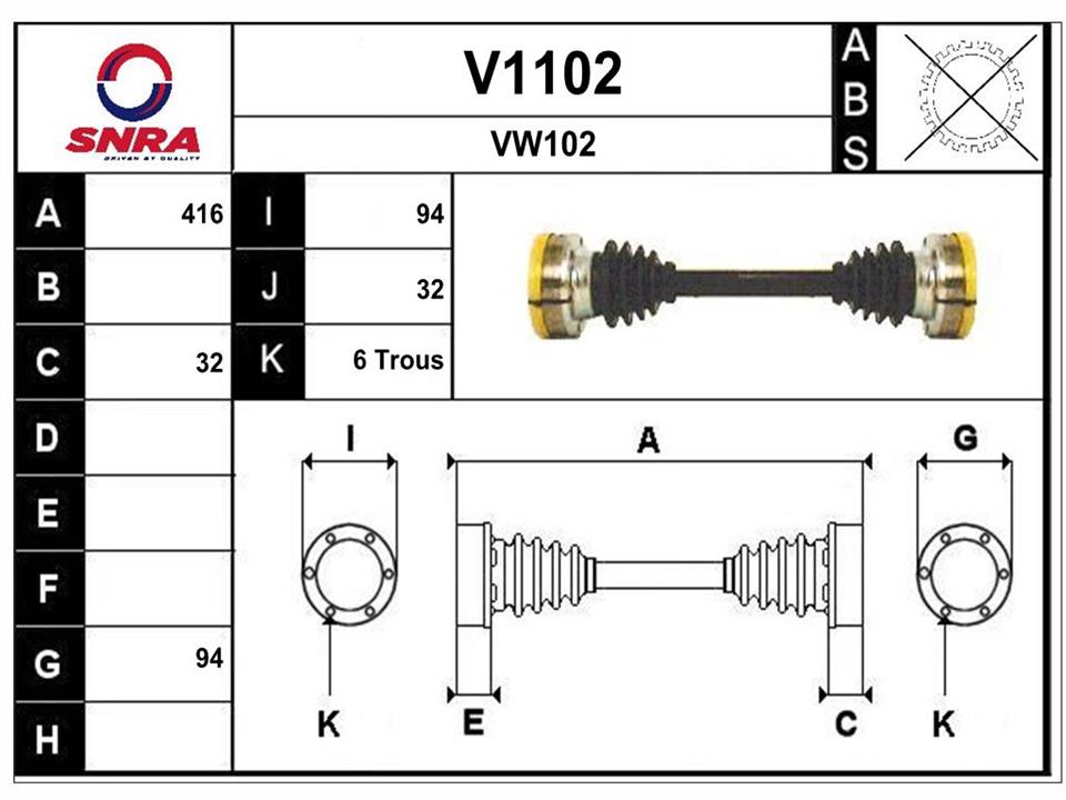 SNRA V1102 Drive shaft V1102: Buy near me in Poland at 2407.PL - Good price!