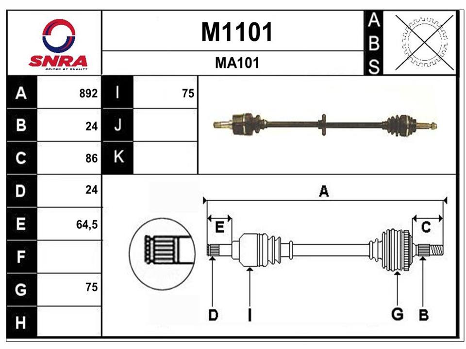 SNRA M1101 Вал приводной M1101: Отличная цена - Купить в Польше на 2407.PL!