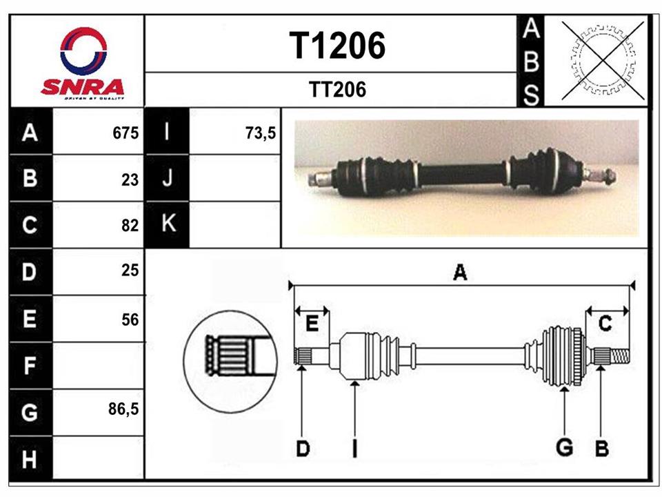 SNRA T1206 Drive shaft T1206: Buy near me in Poland at 2407.PL - Good price!