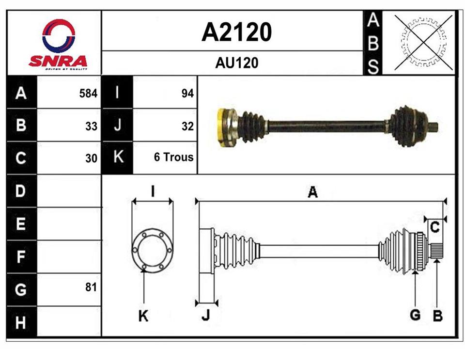 SNRA A2120 Вал привідний A2120: Приваблива ціна - Купити у Польщі на 2407.PL!