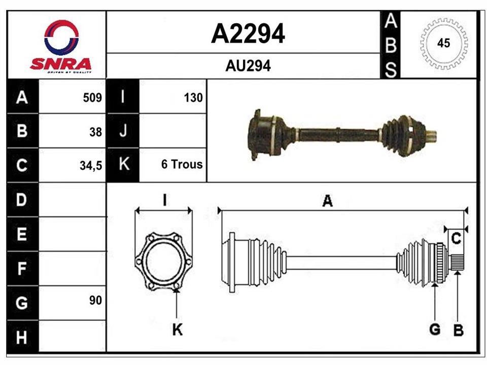 SNRA A2294 Drive shaft A2294: Buy near me in Poland at 2407.PL - Good price!