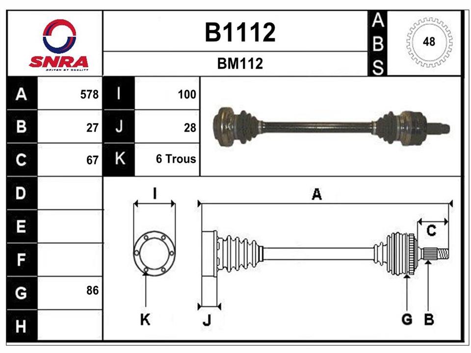 SNRA B1112 Вал приводной B1112: Отличная цена - Купить в Польше на 2407.PL!