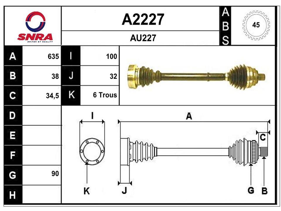 SNRA A2227 Вал приводной A2227: Отличная цена - Купить в Польше на 2407.PL!