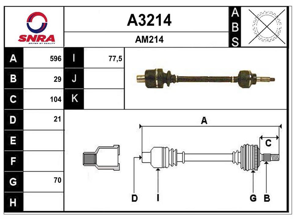 SNRA A3214 Drive shaft A3214: Buy near me in Poland at 2407.PL - Good price!