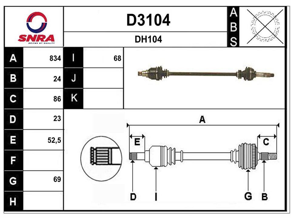 SNRA D3104 Drive shaft D3104: Buy near me in Poland at 2407.PL - Good price!