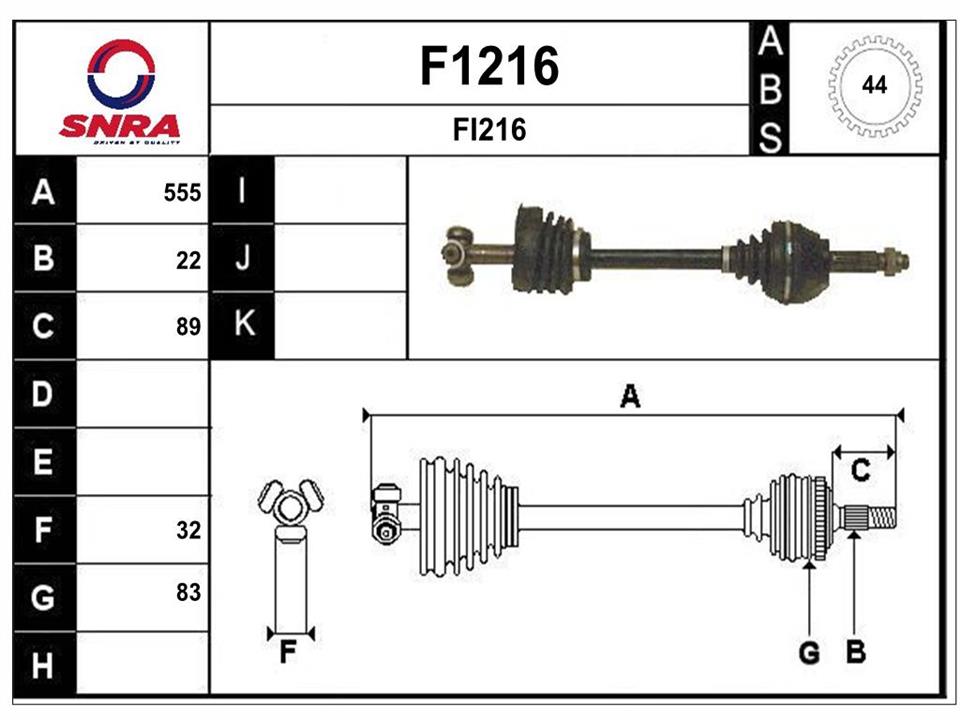 SNRA F1216 Drive shaft F1216: Buy near me in Poland at 2407.PL - Good price!
