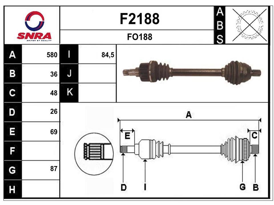 SNRA F2188 Drive shaft F2188: Buy near me in Poland at 2407.PL - Good price!
