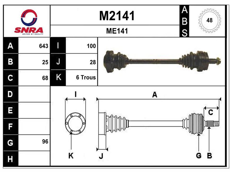 SNRA M2141 Вал привідний M2141: Приваблива ціна - Купити у Польщі на 2407.PL!
