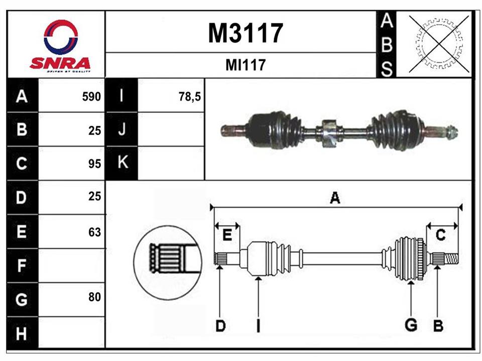 SNRA M3117 Drive shaft M3117: Buy near me in Poland at 2407.PL - Good price!