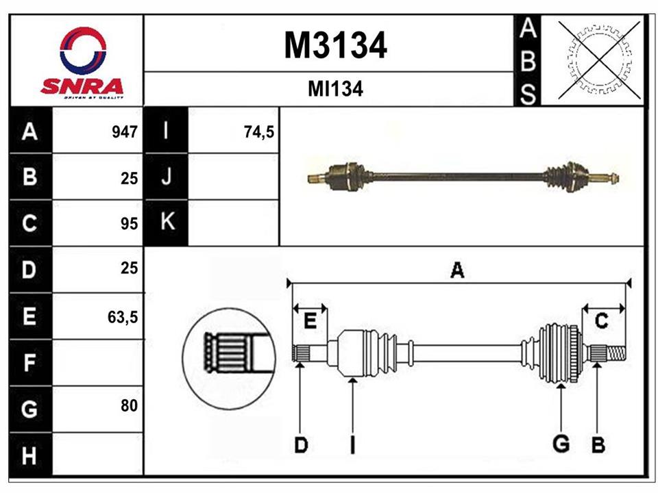 SNRA M3134 Drive shaft M3134: Buy near me in Poland at 2407.PL - Good price!