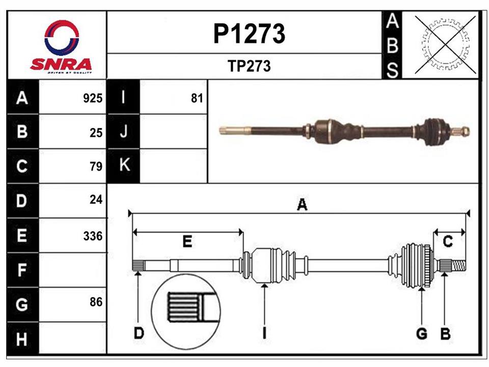 SNRA P1273 Drive shaft P1273: Buy near me in Poland at 2407.PL - Good price!
