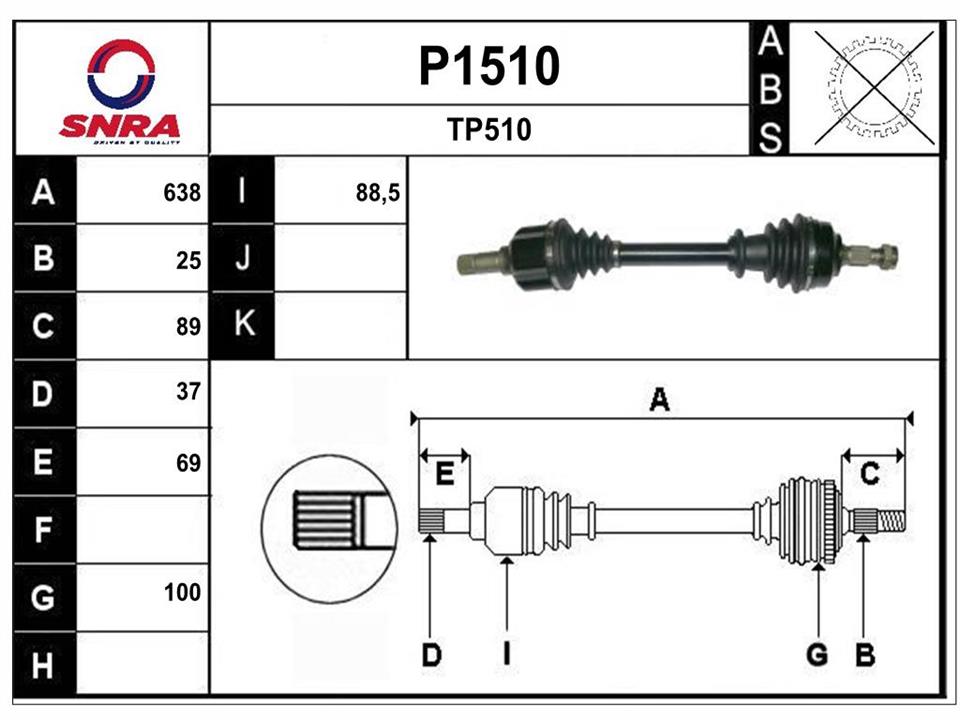 SNRA P1510 Drive shaft P1510: Buy near me in Poland at 2407.PL - Good price!