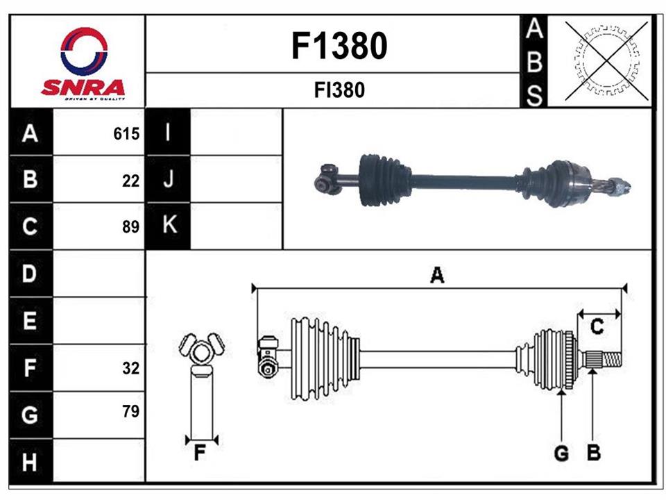 SNRA F1380 Вал привідний F1380: Приваблива ціна - Купити у Польщі на 2407.PL!