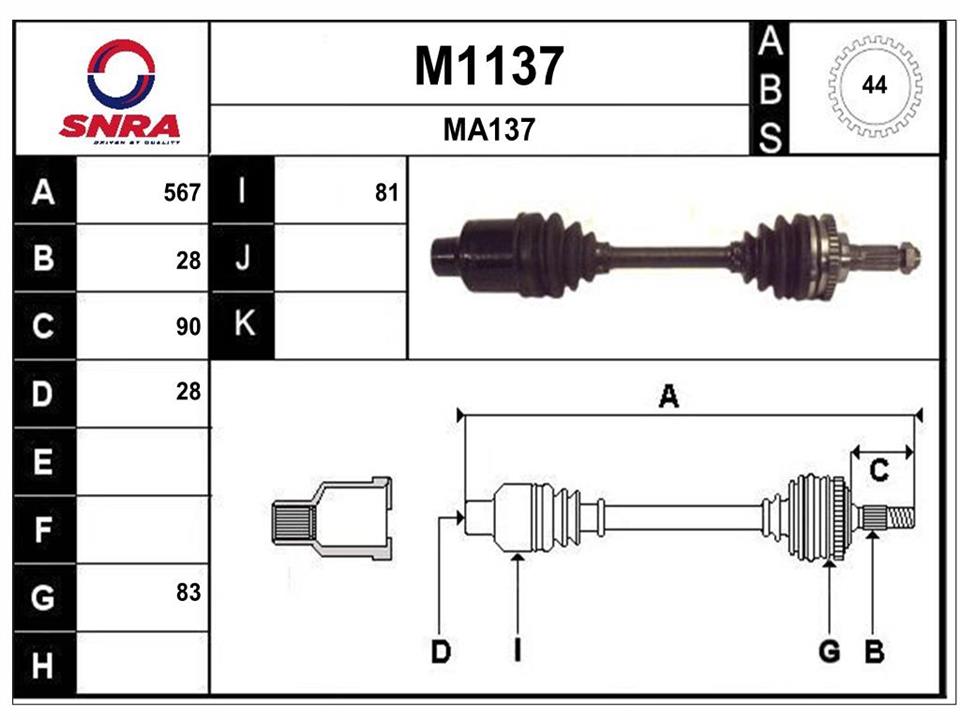 SNRA M1137 Drive shaft M1137: Buy near me in Poland at 2407.PL - Good price!