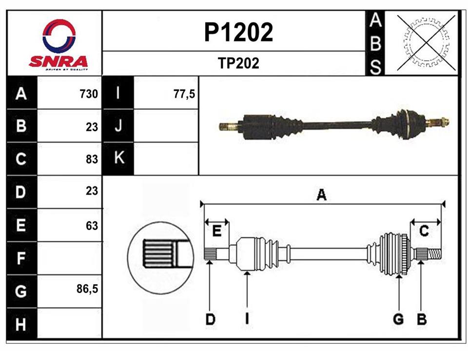 SNRA P1202 Drive shaft P1202: Buy near me in Poland at 2407.PL - Good price!