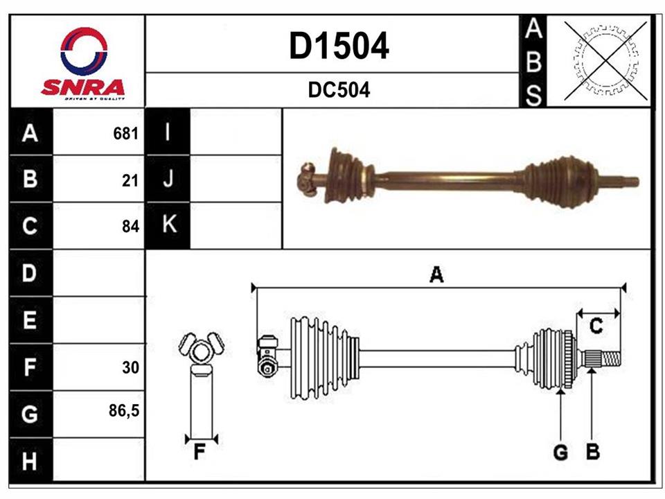 SNRA D1504 Drive shaft D1504: Buy near me in Poland at 2407.PL - Good price!