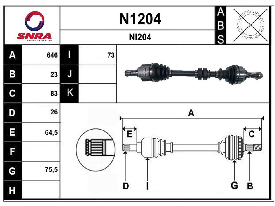 SNRA N1204 Drive shaft N1204: Buy near me in Poland at 2407.PL - Good price!