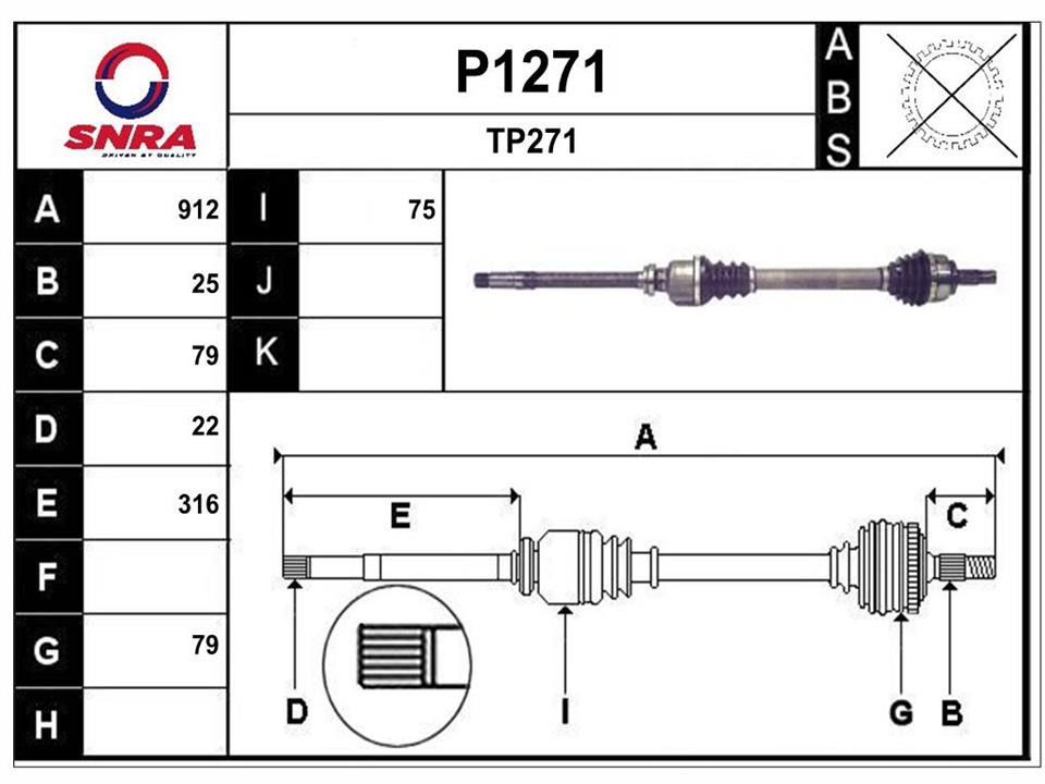 SNRA P1271 Вал приводной P1271: Отличная цена - Купить в Польше на 2407.PL!