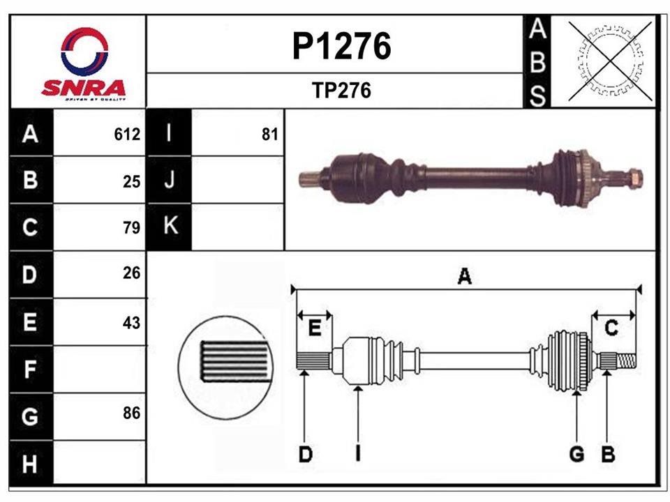SNRA P1276 Вал приводной P1276: Отличная цена - Купить в Польше на 2407.PL!