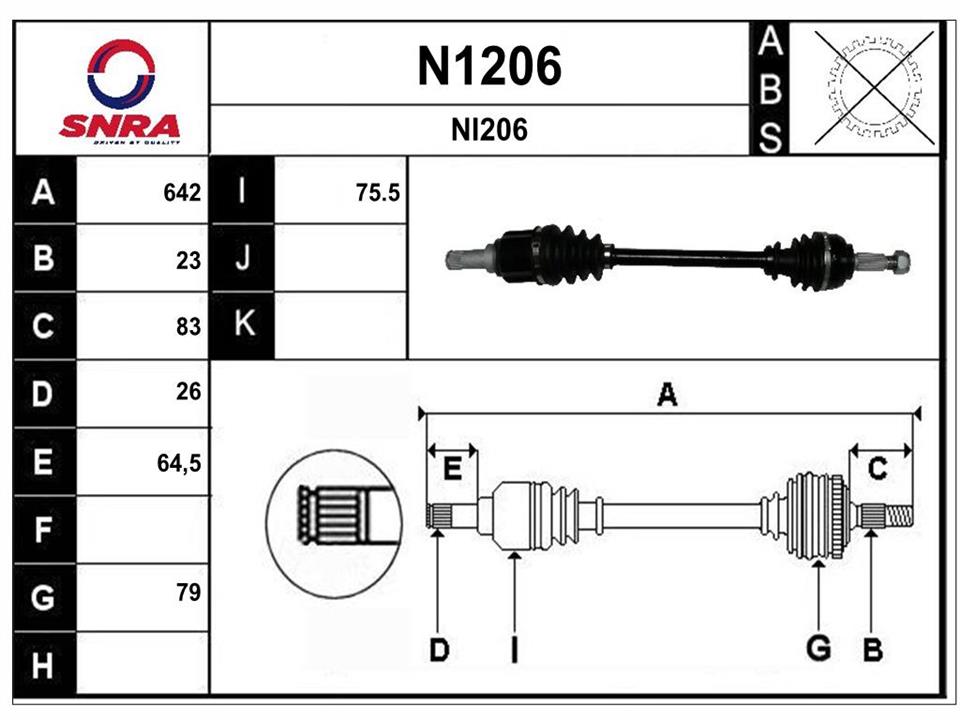 SNRA N1206 Drive shaft N1206: Buy near me in Poland at 2407.PL - Good price!