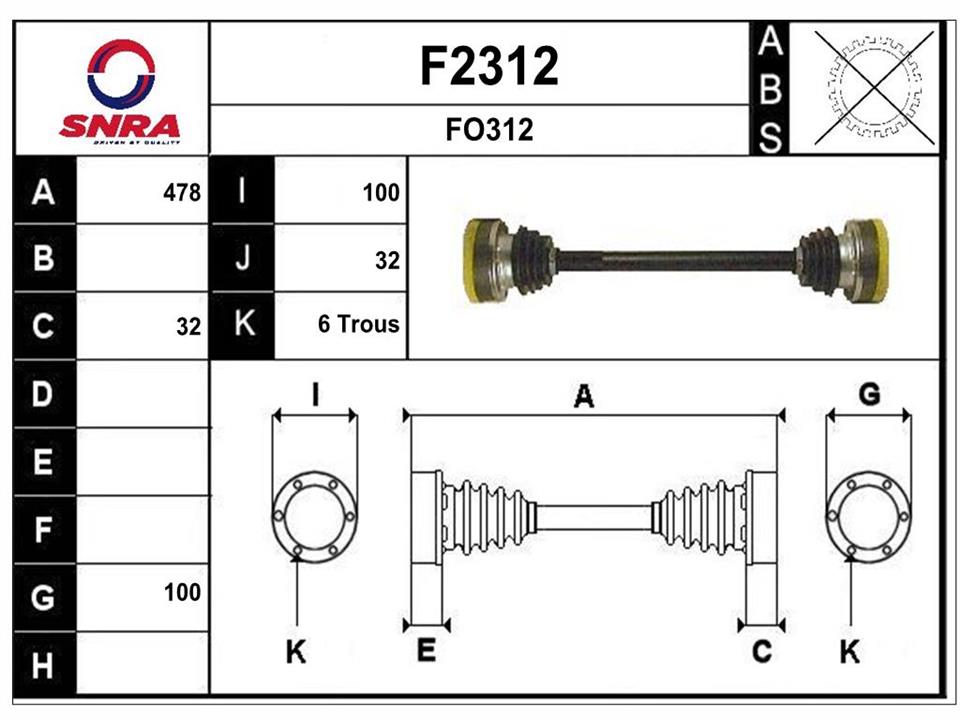SNRA F2312 Вал привідний F2312: Приваблива ціна - Купити у Польщі на 2407.PL!