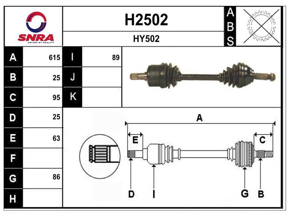 SNRA H2502 Drive shaft H2502: Buy near me in Poland at 2407.PL - Good price!