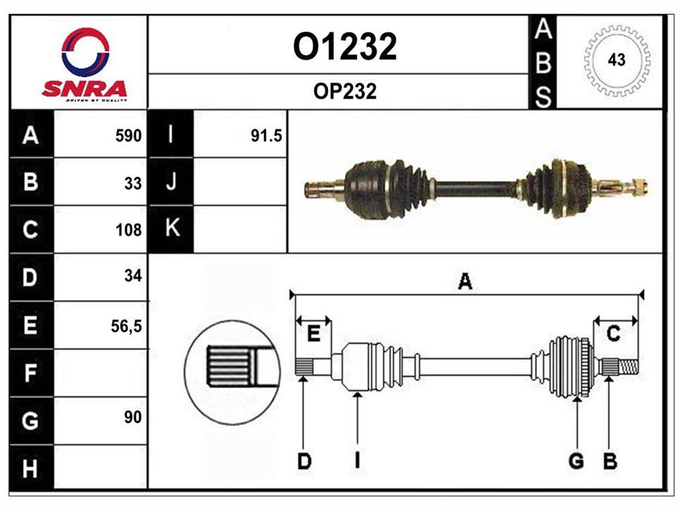 SNRA O1232 Drive shaft O1232: Buy near me in Poland at 2407.PL - Good price!