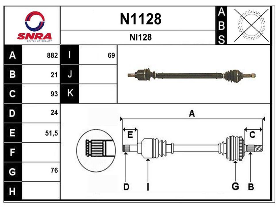 SNRA N1128 Drive shaft N1128: Buy near me in Poland at 2407.PL - Good price!