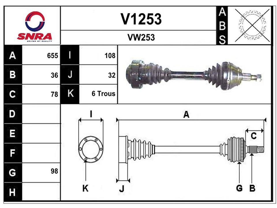 SNRA V1253 Вал приводной V1253: Отличная цена - Купить в Польше на 2407.PL!