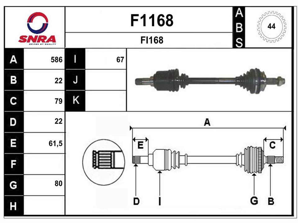 SNRA F1168 Drive shaft F1168: Buy near me in Poland at 2407.PL - Good price!