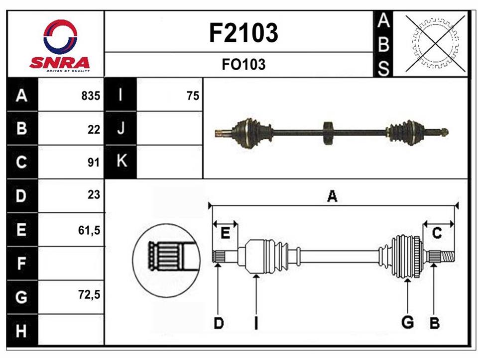 SNRA F2103 Вал приводной F2103: Отличная цена - Купить в Польше на 2407.PL!