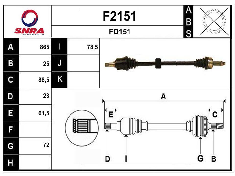 SNRA F2151 Drive shaft F2151: Buy near me in Poland at 2407.PL - Good price!