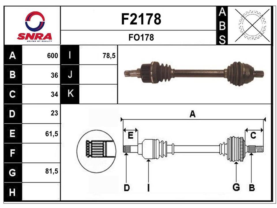 SNRA F2178 Drive shaft F2178: Buy near me in Poland at 2407.PL - Good price!