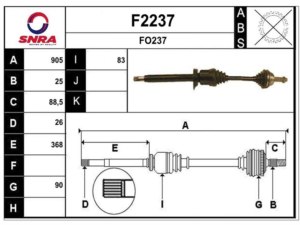 SNRA F2237 Вал привідний F2237: Приваблива ціна - Купити у Польщі на 2407.PL!