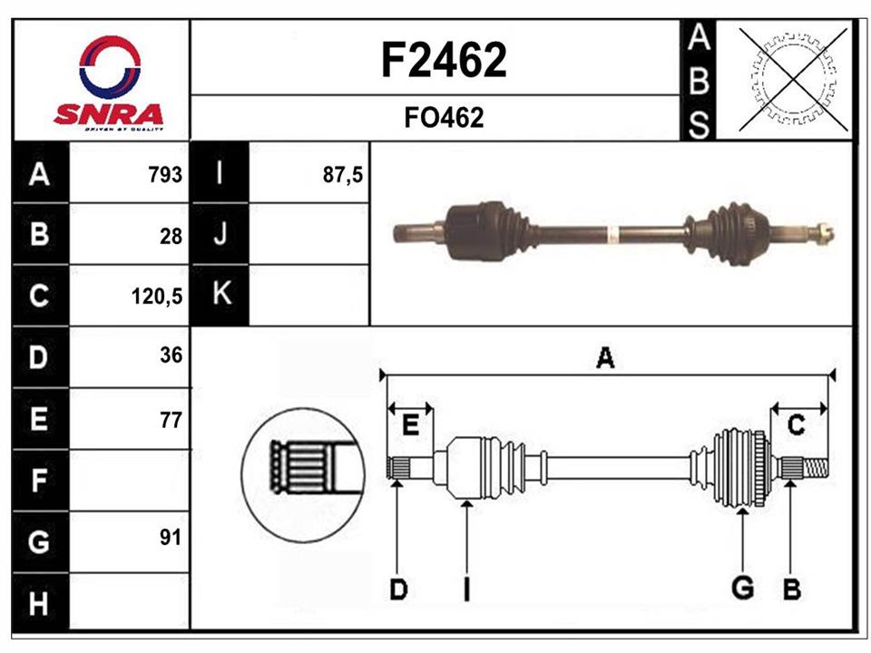 SNRA F2462 Drive shaft F2462: Buy near me in Poland at 2407.PL - Good price!
