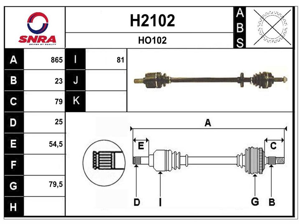 SNRA H2102 Drive shaft H2102: Buy near me in Poland at 2407.PL - Good price!