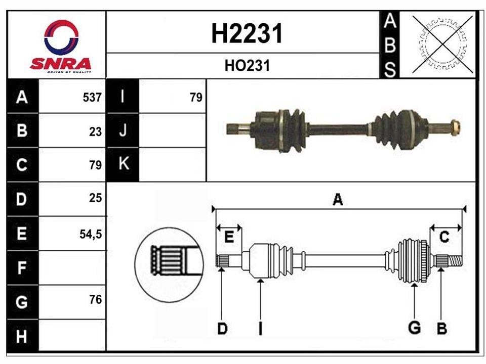 SNRA H2231 Drive shaft H2231: Buy near me in Poland at 2407.PL - Good price!