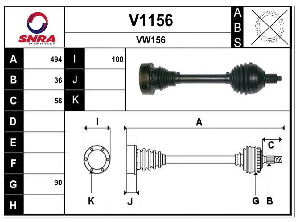 SNRA V1156 Drive shaft V1156: Buy near me in Poland at 2407.PL - Good price!
